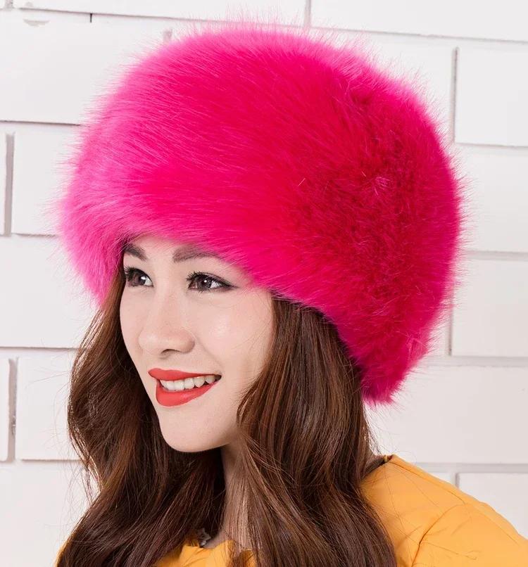 Man Women Fur Hats Thicken Warm Furry Faux Fur Flat Top Caps Winter Russian Casual Luxury skullies beanie ZKG33