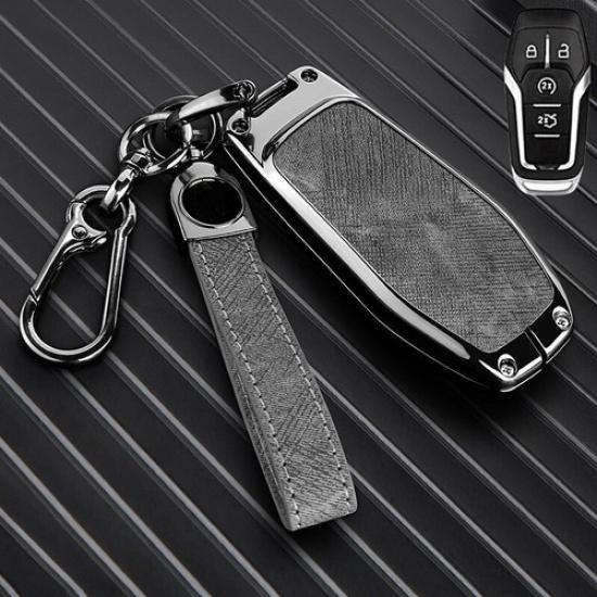 Zinc Alloy Leather Car Smart Key Fob Case Cover Bag For Lincoln MKX MKZ MKC
