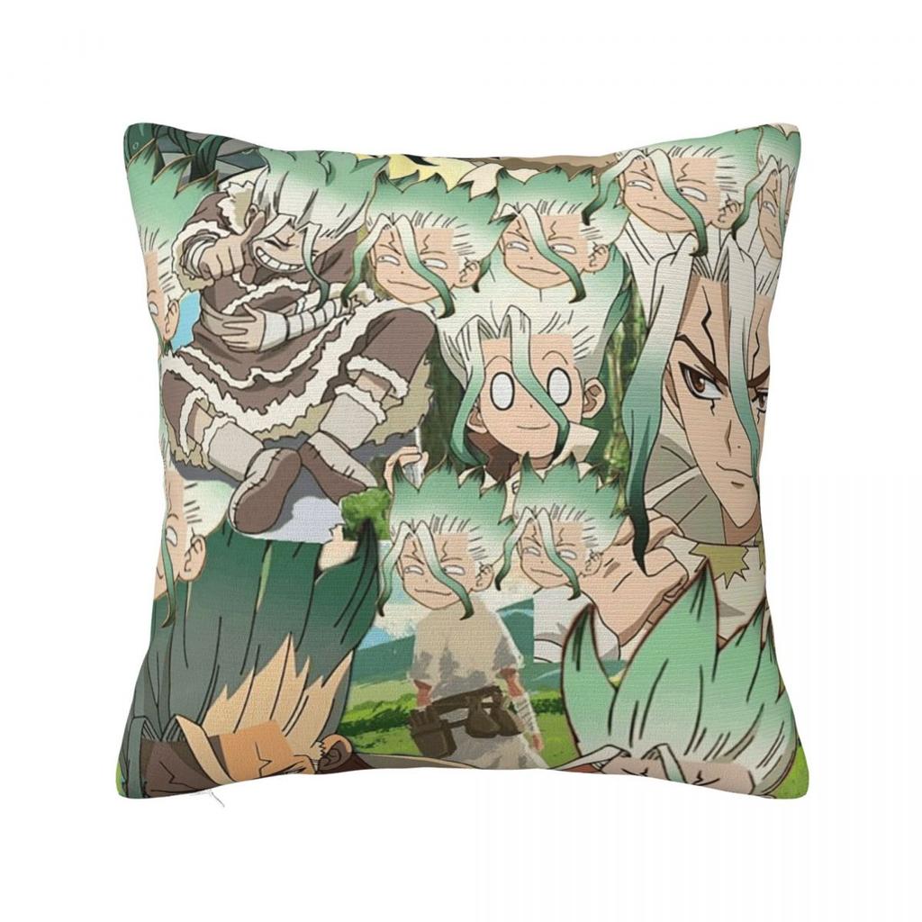 Ishigami Senku Dr Stone Apan Anime Square Pillowcase Cushion Cover Pillow Case Throw Pillow Cover for Home Sofa Living Room