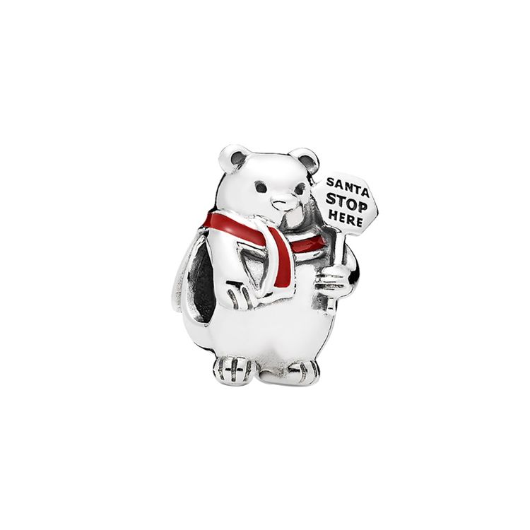 Pandora Arctic Bear Charm Unisex Jewelry 796466EN39 Box,F,Silver
