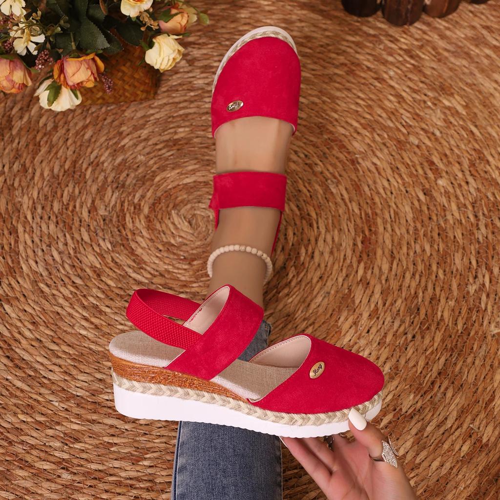 Fashion Women Closed Toe Wedge Sandals Women Summer Buckle Strap Gladiator Shoes Woman Fashion Espadrilles Platform Sandals Womens Shoes