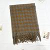 New Retro Plaid Scarf for Women Winter High End All Match Atmosphere Solid Color Imitation Cashmere Scarf Shawl