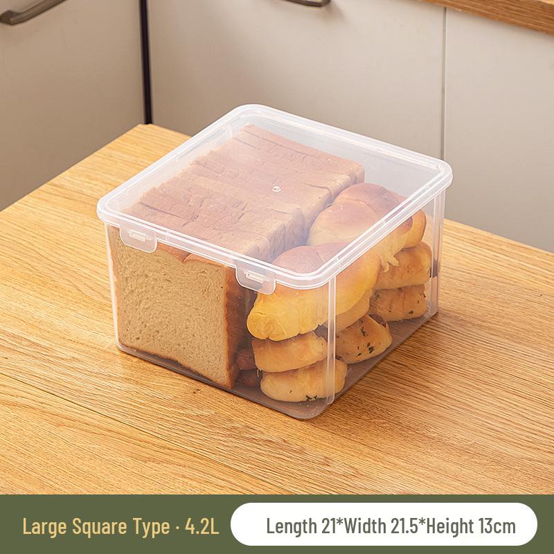 Transparent Food-grade Plastic Storage Box with Lid for Bread & Cereal