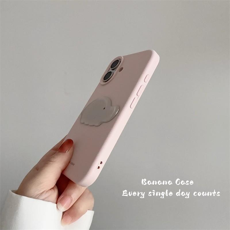 Cute Gray Elephant Silicone Phone Case IPhone 17 Pro Max 16 15 14 13 Full Cover Anti-Drop Cartoon Style