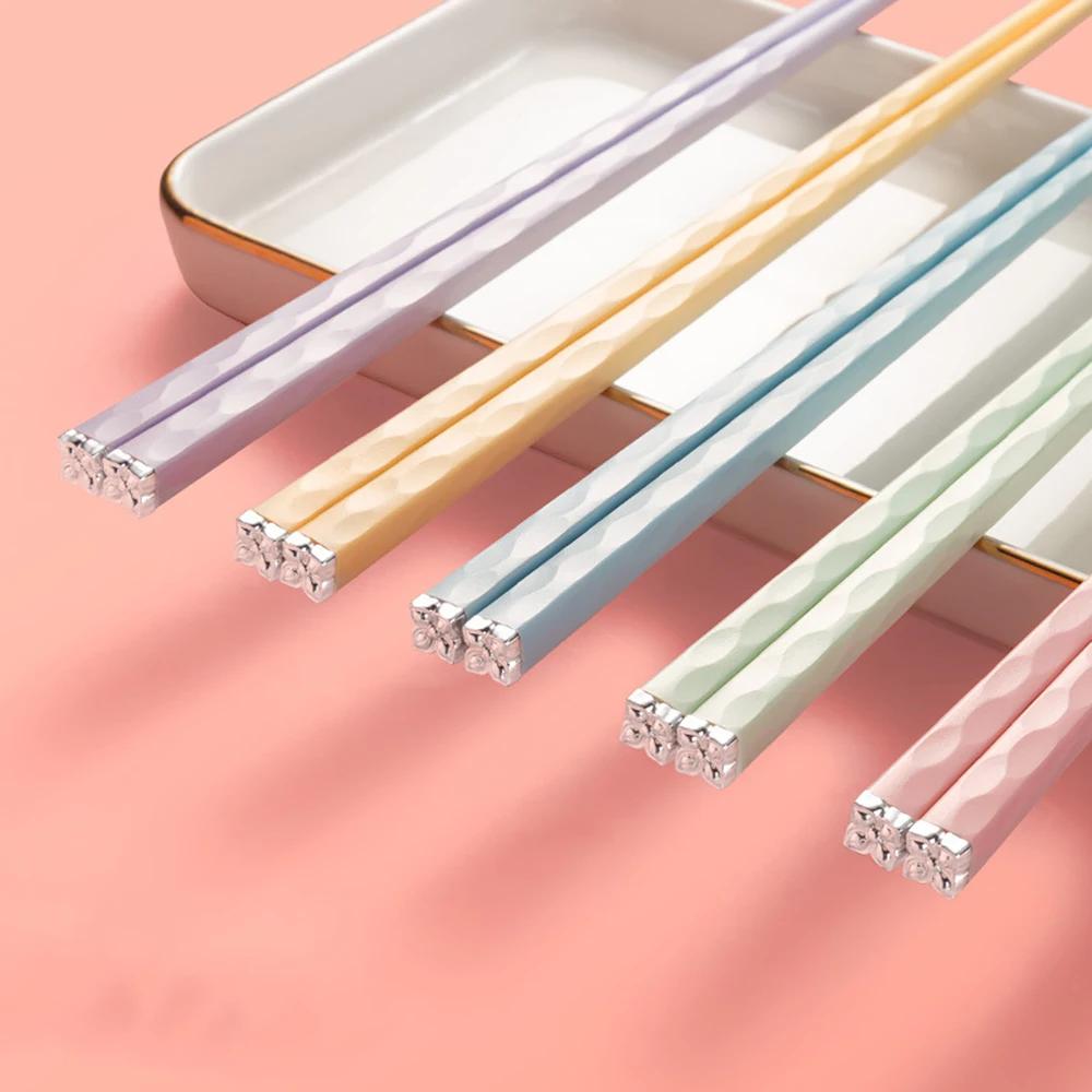5 Pairs Japanese Chopsticks Sushi Sticks Korean Chopsticks Reusable Alloy Chop Sticks Kitchen Tableware Tool Accessories