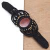 Macrame Red Bracelet Jasper Crystal Pendant Handmade Natural Thread Bohemian