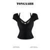 Tongaabb Sexy Sexy Lace Patchwork Short-Sleeved T-shirt Women's Summer New Arrival Silm Slimming False Two-Piece Tops