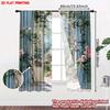 Pink Floral Vine Curtains Digital Printing Delicate Blossoms Green Leaves Fabric Bedroom Living Room Decor Light Filtering Set Of 2 Made Polyester