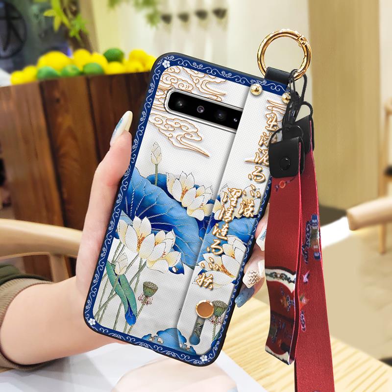 Silicone Chinese style Phone Case For Samsung Galaxy S10 5G/SM-G977N Waterproof Back Cover Lanyard Soft case Durable