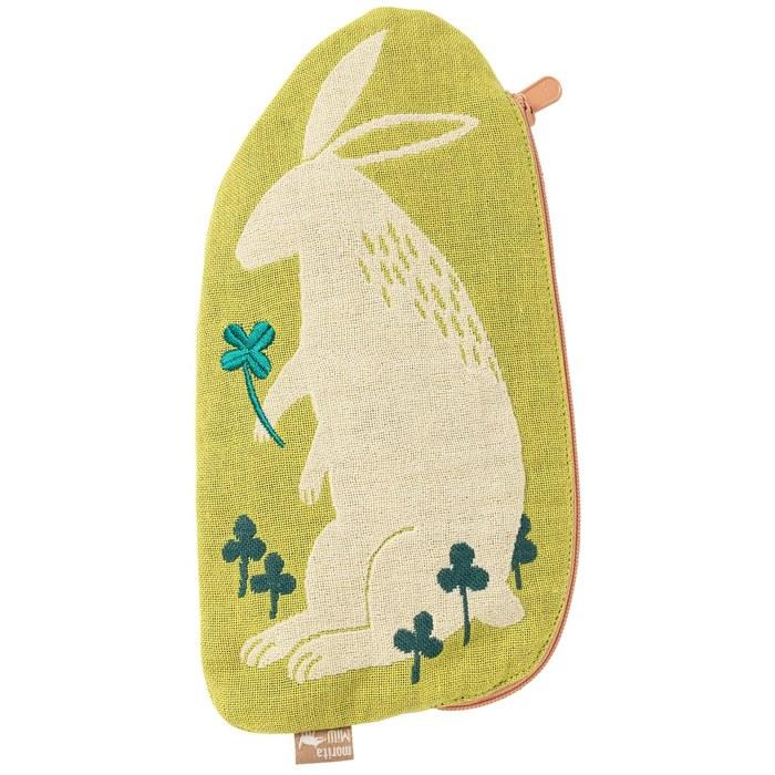 Kusunoki Monori morita MiW Pouch Rabbit Green A-66643-90-G 22x13cm for Small Items