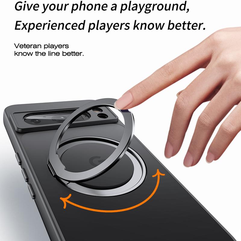 For Google Pixel 8a Case Compatible with MagSafe TPU+Acrylic Phone Cover with Ring Kickstand