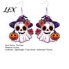 Colorful Double Sided Printed Jewelry 1 Pair Mexico Day of The Dead Earrings for Women, Acrylic Hypoallergenic Sensitive Ears Flower Ghost Dangle Drop