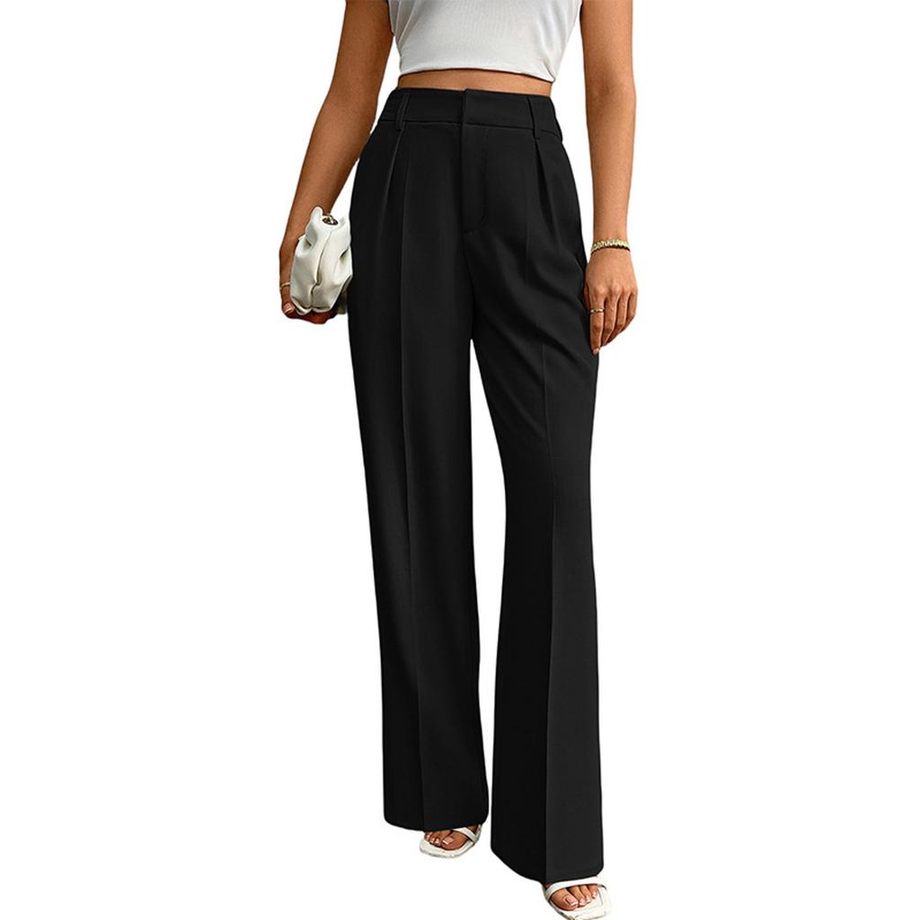 Women's Casual Business High-Waisted Loose Straight Wide-Leg Suit Pants