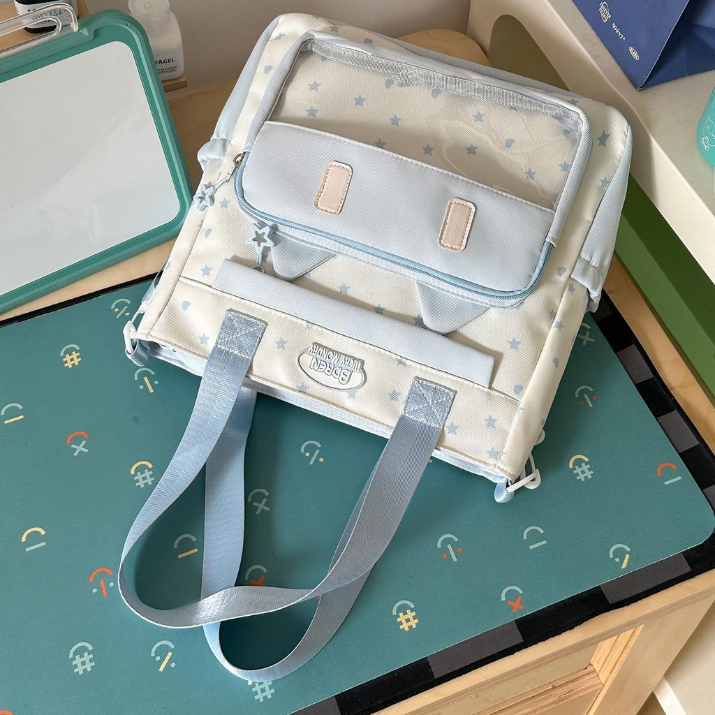 Schoolbag cute messenger bag women's new Japanese fresh, sweet and transparent pain bag students light class make-up bag