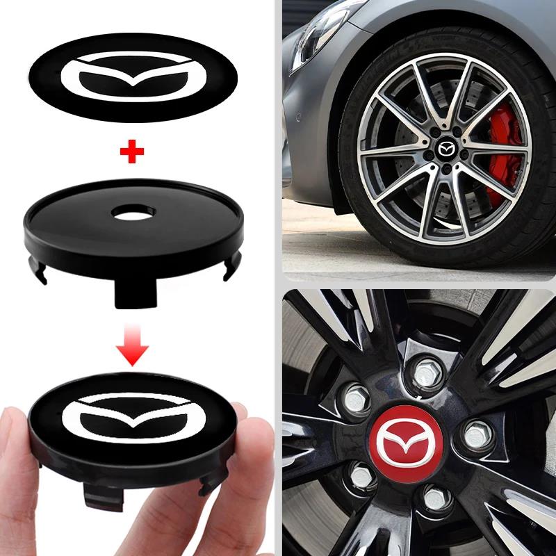 4Pcs Wheel Center Hubcaps 56mm/60mm Diameter for Mazda Atenza GL MX-30 CX-30 2 3 4 5 6 8 CX-3 CX-5 Car Styling Exterior Accessor