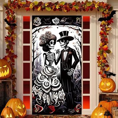 Halloween Tür Banner Dekoration Horror Skelett Halloween Hochzeit Front Tür Zeichen Banner für Veranda Haus