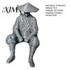 Atmospheric Retro Room Decor 3D Printed Ancient Chinese Hermit Warrior Figurine, Swordsman Statue with Bamboo Hat, Desktop Archeology Rack Mini