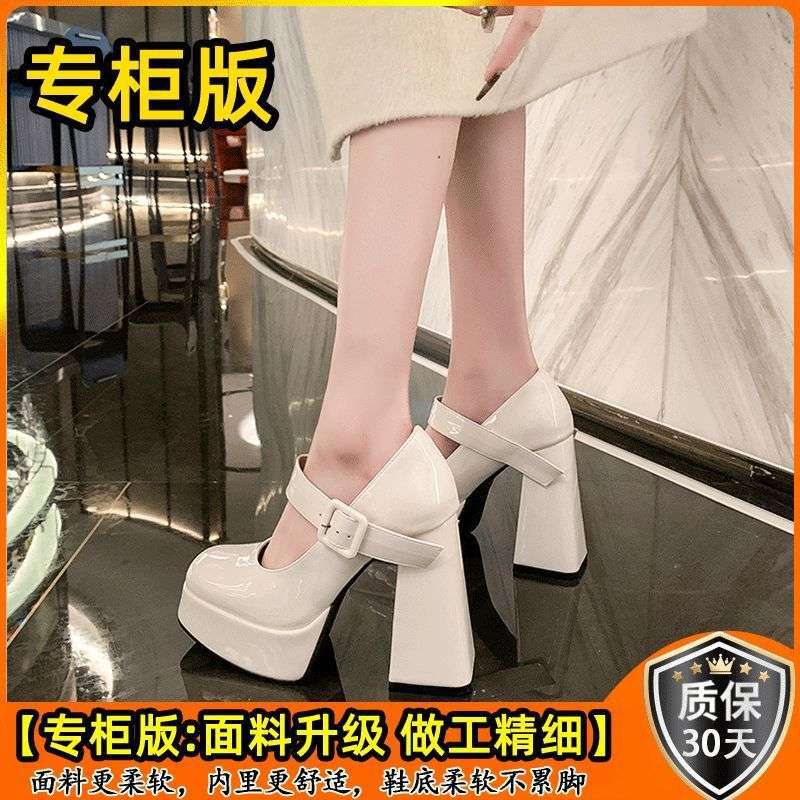 American high heels new design sense niche French small hate sky high Mary Jane shoes women's black jk shoes