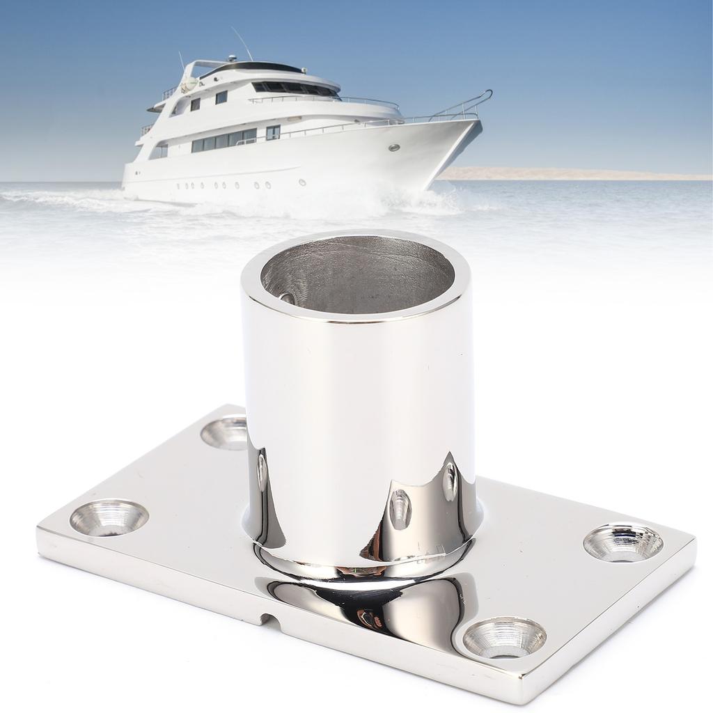 Stanchion Base Stainless Steel 90 Degree Rectangular AntiCorrosion Polishing Hnadrail Fitting for Boat Yacht(22mm )