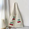 Trendy Large Capacity Crochet Tote Bag Turtle Korean Style Hollow Woven Bag Polyester Embroidered Knitting Handbag Daily