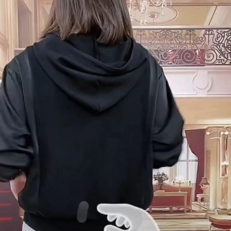 Hooded Sweatshirt for Women Spring and Autumn New Spliced Pullover Loose Stylish Versatile Slimming Long-sleeved Top