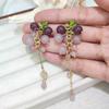 Elegant Broken Crystal Grape Tassel Earrings - Women's Niche Design Ear Hook Style