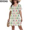 3D Digital Printing Dresses Women's Summer Short-sleeved O-neck Casual Loose Dress