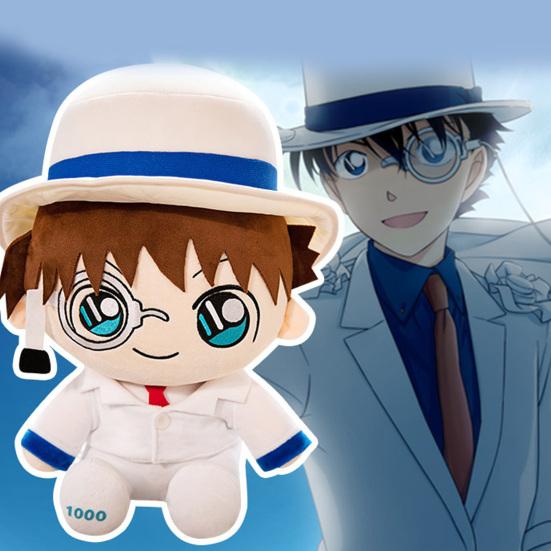Anime Plush Toy Cute Uniform Doll Plushies Soft Throw Pillow Ornament Collectible Cartoon Detective Conan Kaito Kidd Stuffed Doll Toy Birthday Gift