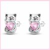 New 925 Silver Chameleon Unicorn Cute Stud Earrings Zircon Blue Eyes Flower Small Earrings For Women Girls Lovely Jewelry Gift