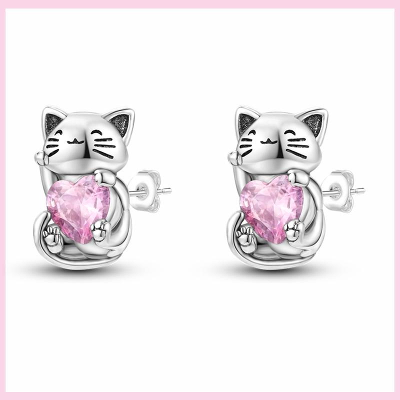 New 925 Silver Chameleon Unicorn Cute Stud Earrings Zircon Blue Eyes Flower Small Earrings For Women Girls Lovely Jewelry Gift