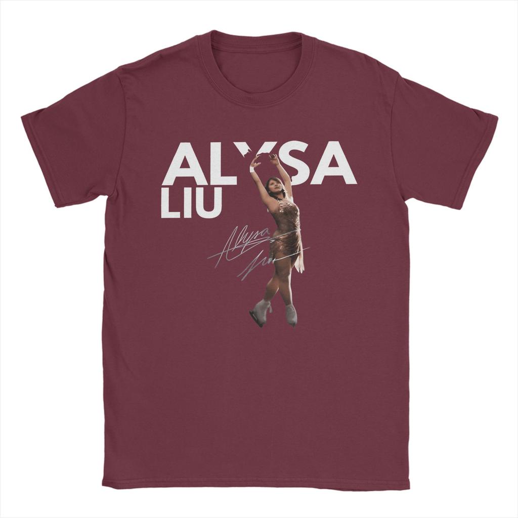Vintage Alysa Liu Usa Skating TShirts for Unisex Crewneck Cotton T Shirts Short Sleeve Tee Shirt Gift Idea Clothes