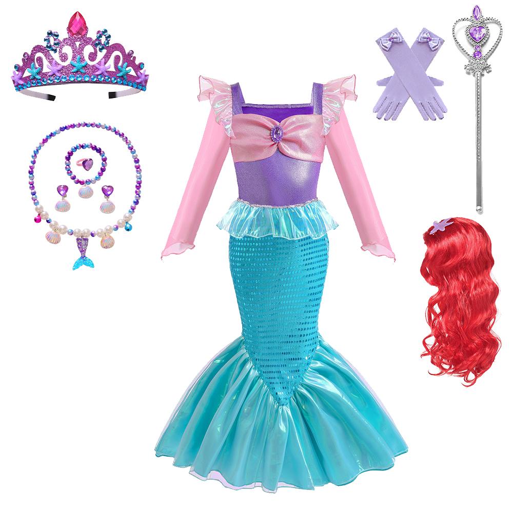 Дитячий костюм косплею русалки, костюм для рольових ігор для дівчаток, костюм для карнавалу, Хелловіну, дня народження, літня сукня принцеси