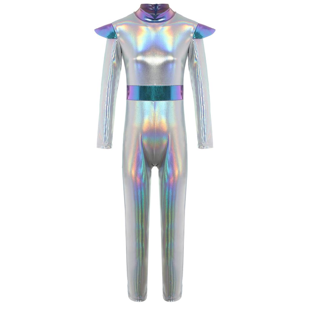 Girls Cosplay Alien Robot Costume Outerspace Astronaut Role Play Full Length Bodysuit with Hair Hoop Roleplay Party Costumes