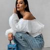 1116 Sommer Neu One-Neck Blasenärmel Mode Lässig Sexy Hemd Weiß Europäisch und Amerikanisch Schulterfrei Pendler Damenbekleidung
