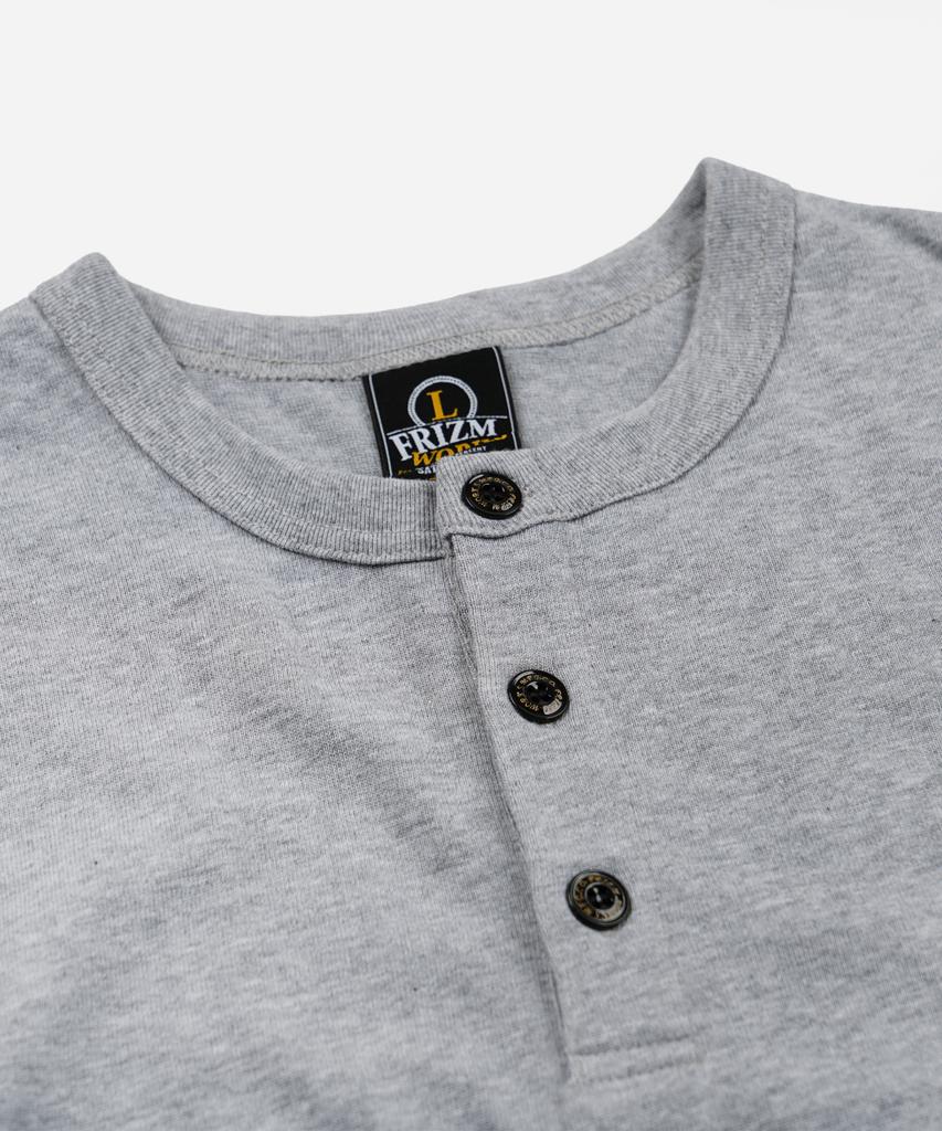 FRIZMWORKS 10S Solid Henley Neck Tee _ Gray