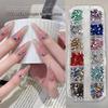 12-Grid Colorful Irregular Rhinestones for Nail Art - Champagne & White Flat-back DIY Decorations