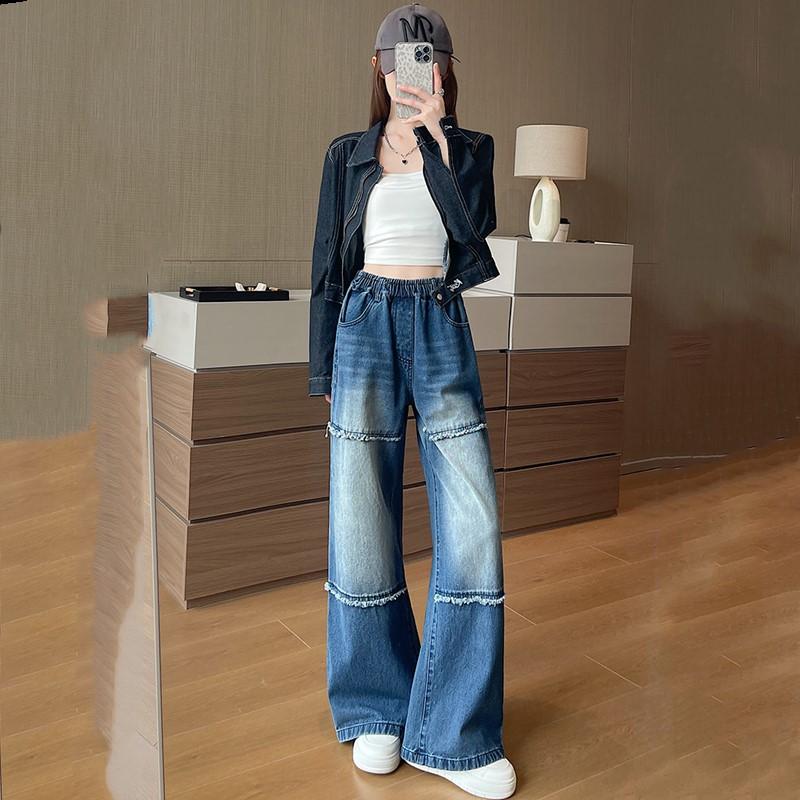 Plus Size Vintage High Waist Casual Loose Women Spring Summer Autumn Jeans Denim Wide Leg Pants