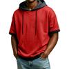 Camiseta con capucha de verano para hombre, estilo dos piezas falsas con bolsillo, camisa casual cómoda de manga corta para hombre