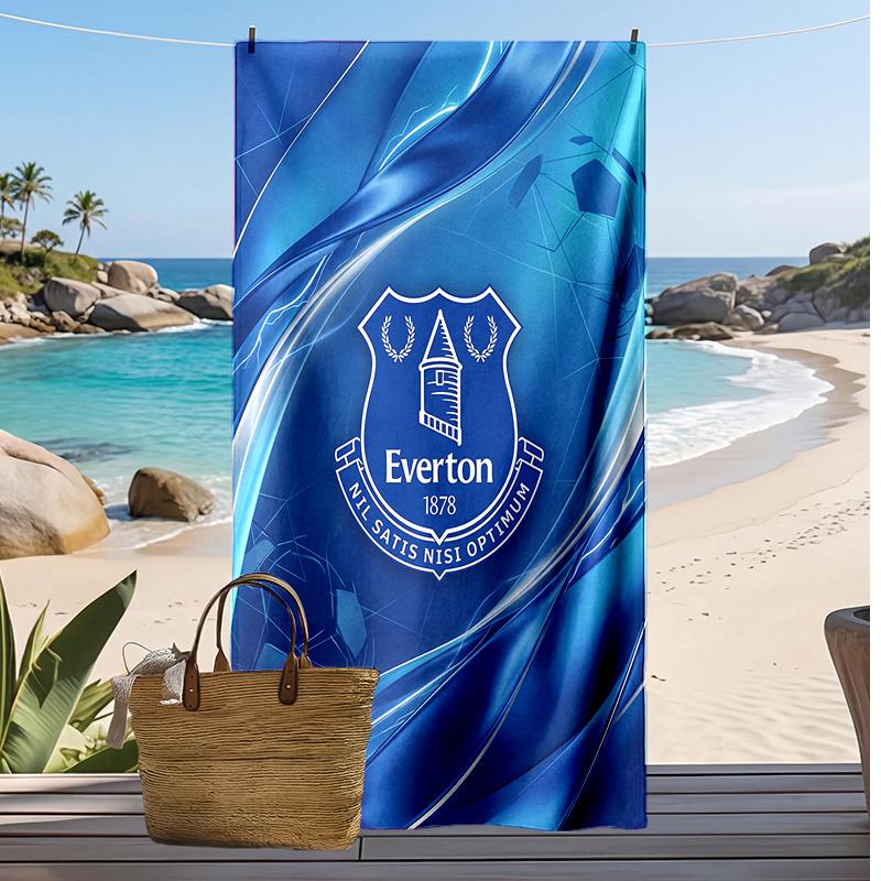 Asciugamano da Spiaggia con Stampa del Football Club Everton, Asciugamano Grande Morbido ad Asciugatura Rapida per Spiaggia Campeggio Nuoto