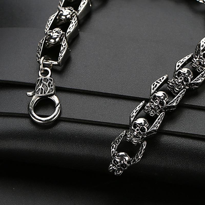 Fashion Punk Skull Head Titanium Steel Men's Bracelet Vintage Rock Motorcycle Bracelet Jewelry