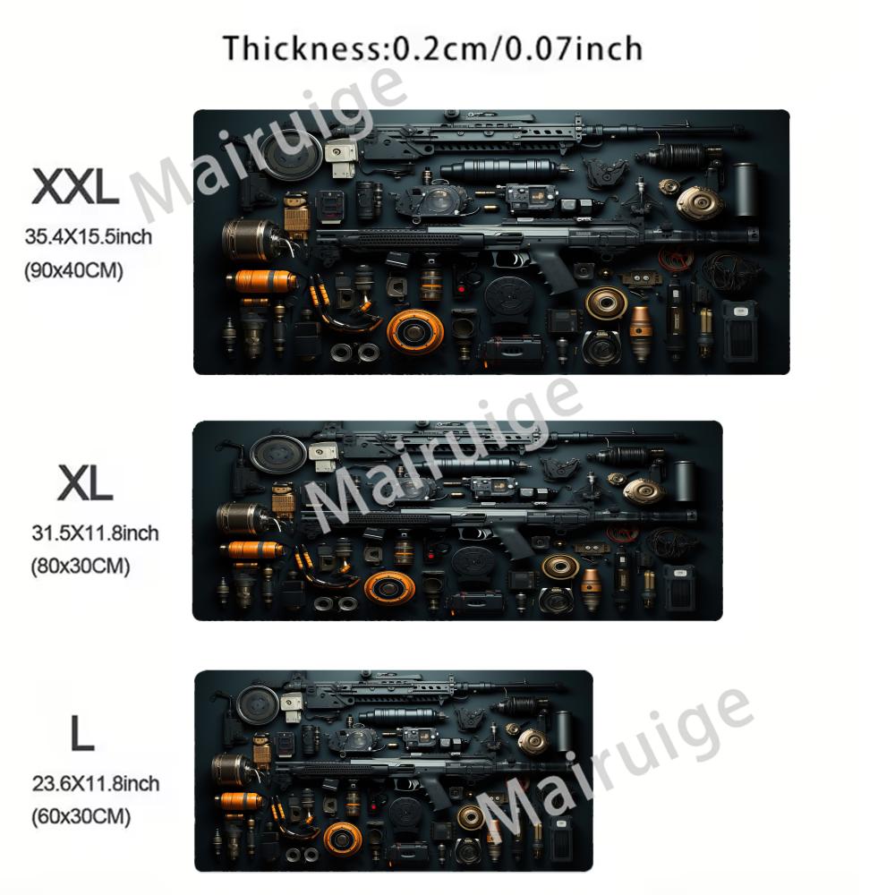 Super Cool Gun Model Keyboard Mouse Pad Desk Mat D Gaming Mouse Pad Gift Mouse Pad with NonSlip Rubber Base Stitched Edges