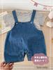 Sole Only Overalls Set Denim Striped Rabbit Tail Removable Tail Rabbit Ears Hook and Loop Cotton Soft Cute Top and Bottom Set Baby Boys Girls Overalls