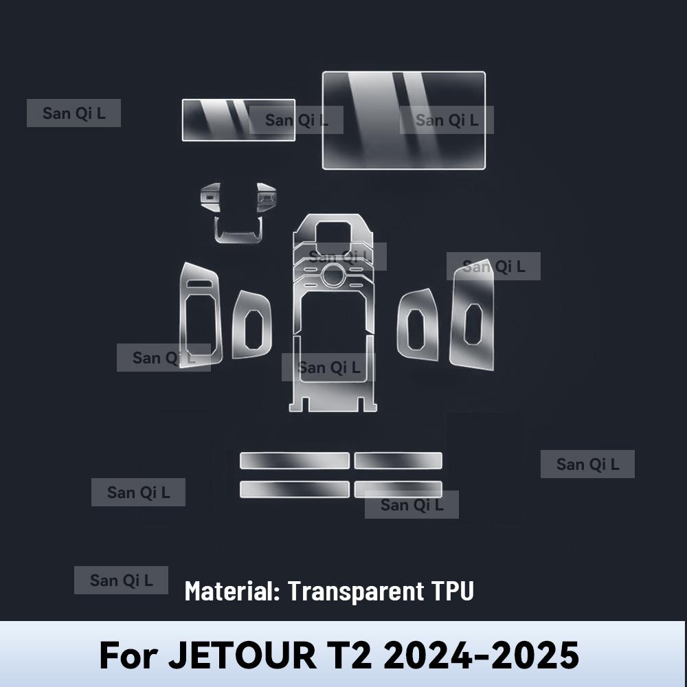 TPU Transparent Pour JETOUR T2 2024 2025 Console Centrale de Voiture Tableau de Bord Média Navigation Protecteur Anti-rayures Film Intérieur