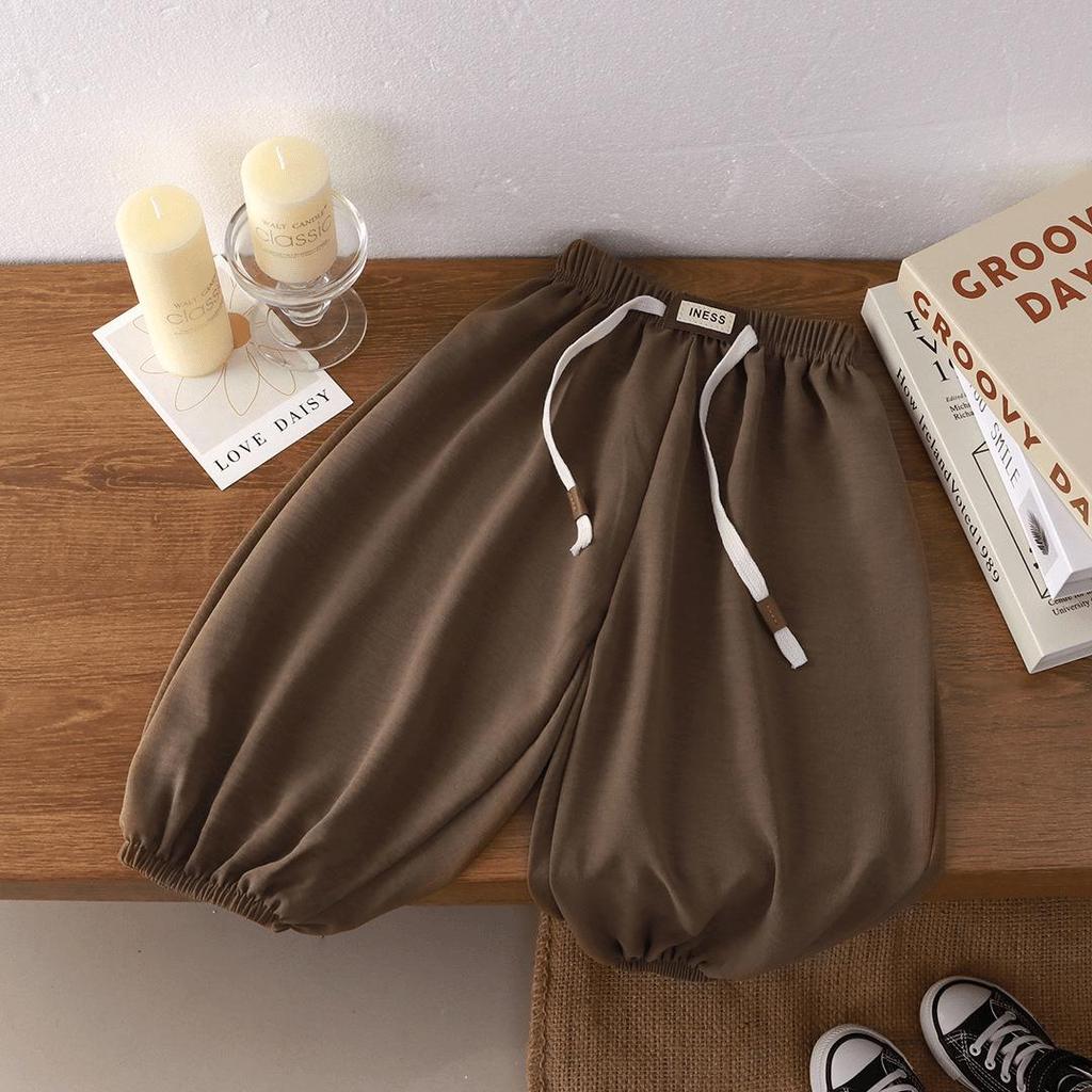 Kids' Korean-Style Loose Fit Summer Pants - Mosquito-Proof, Solid Color, Unisex Joggers