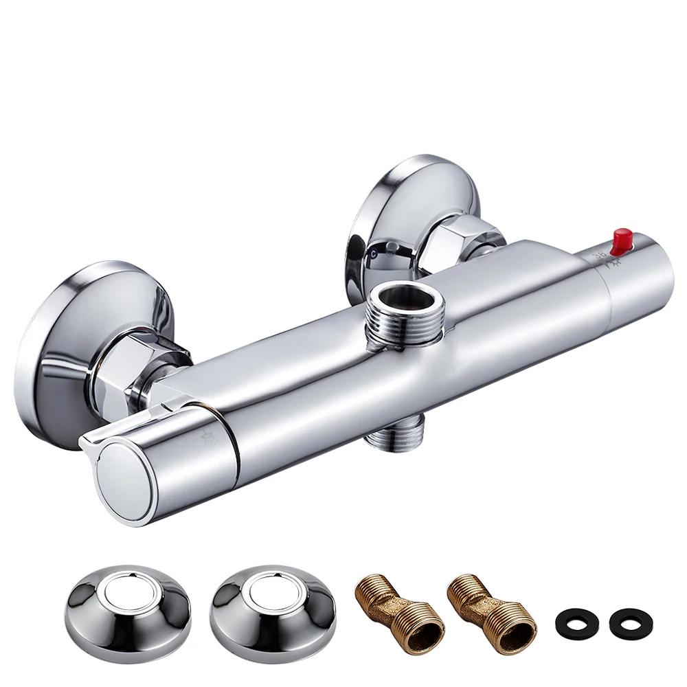 Wall Mounted Thermostatic Mixing Valves Bathroom Shower Diverter Hot Cold Water Mixer Valve for Bathroom RV Bathtub