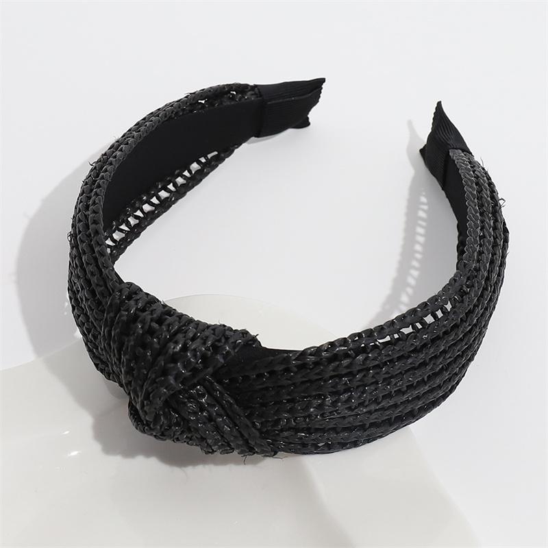Chic Bohemian Style Raffia Knot Headband for Women's Beach Travel Hairbands Eco-Friendly Straw Accessory for Summer Outfits