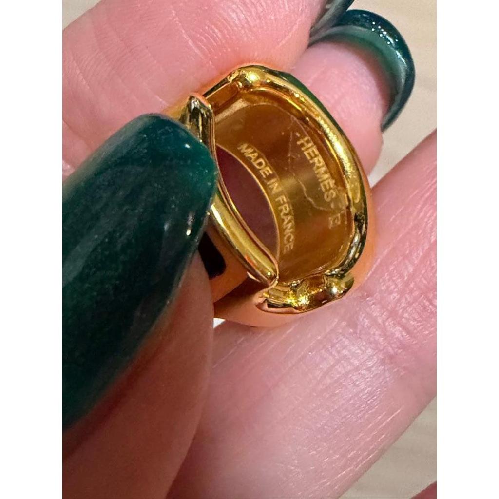 Used HERMES Herms Olympe Ear Cuff PM Black Gold Accessories
