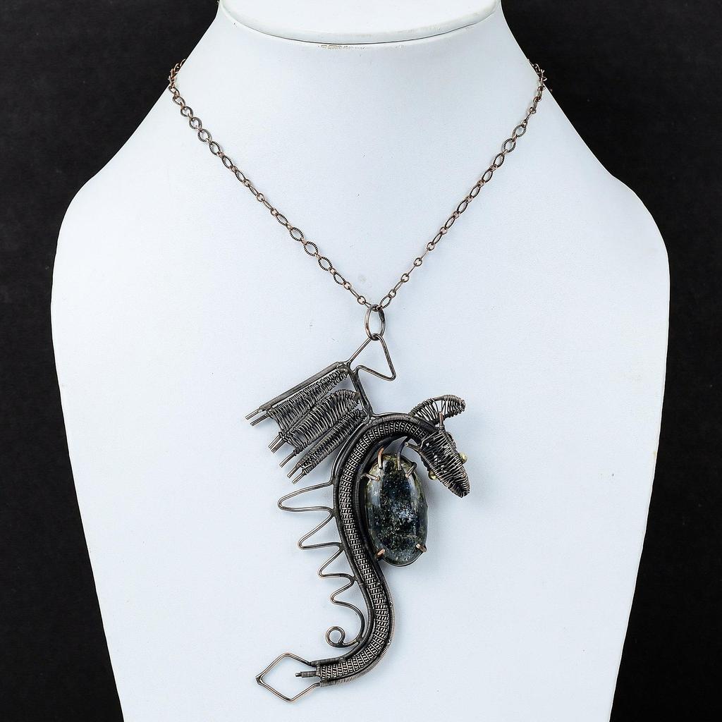 Kyanite Pendant Copper Wire Wrapped Pendant Handmade Jewelry Natural Gemstone Pendant Dragon Pendant Copper Wire Wrap Jewelry Gift For Women