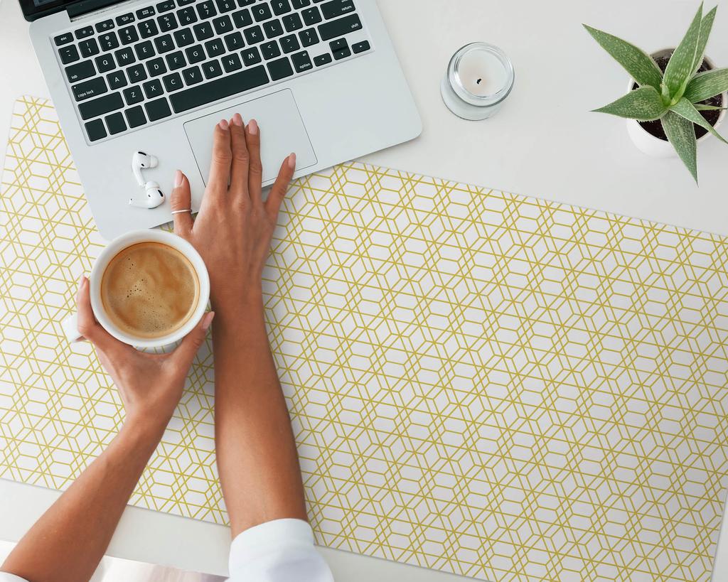Modern Vinyl Keyboard Mat Geometric Checkered Pattern 100x50 cm