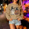 Unisex Halloween Print Lightweight Long Sleeve Neck Pullover Sweatshirt for Casual